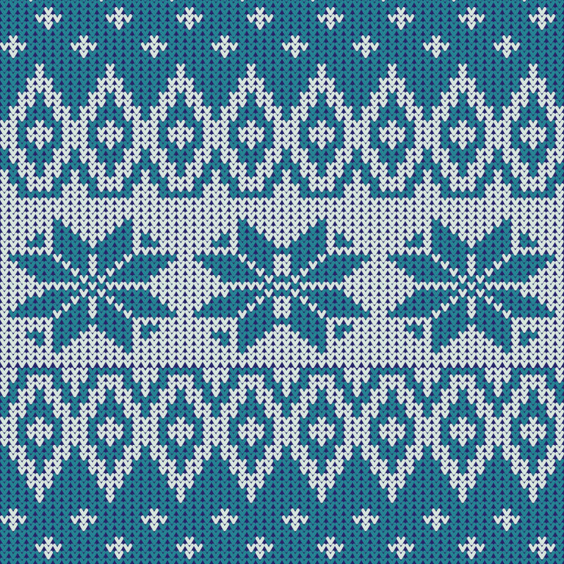 北欧雪花针织图案矢量圣诞背景