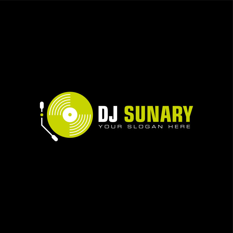DJ电子音乐标志设计矢量插图