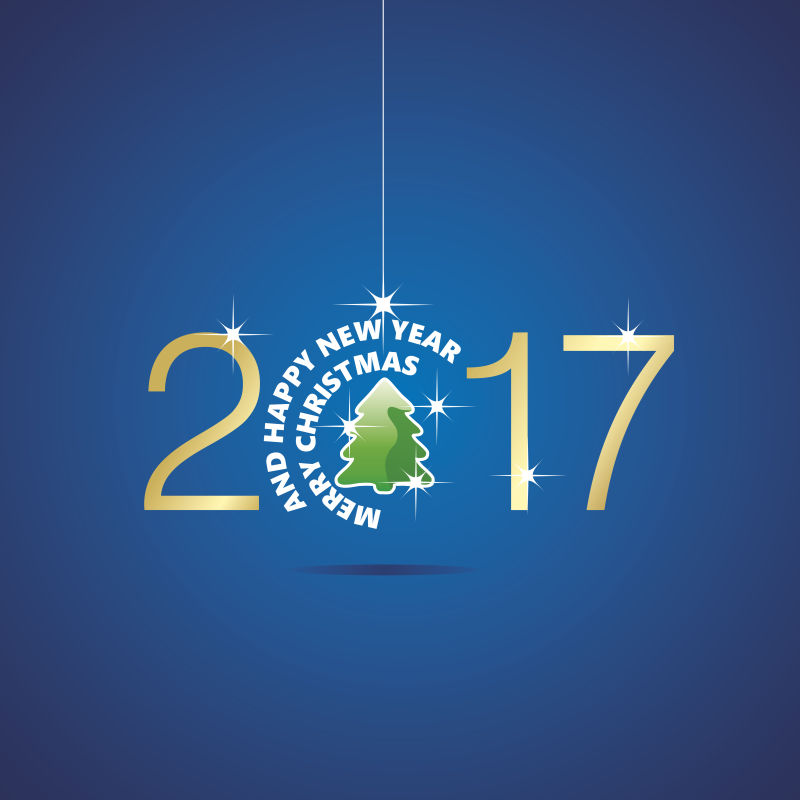 2017圣诞树树蓝色矢量