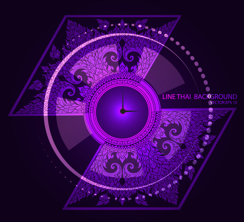 创意矢量紫色神秘泰国装饰花纹背景