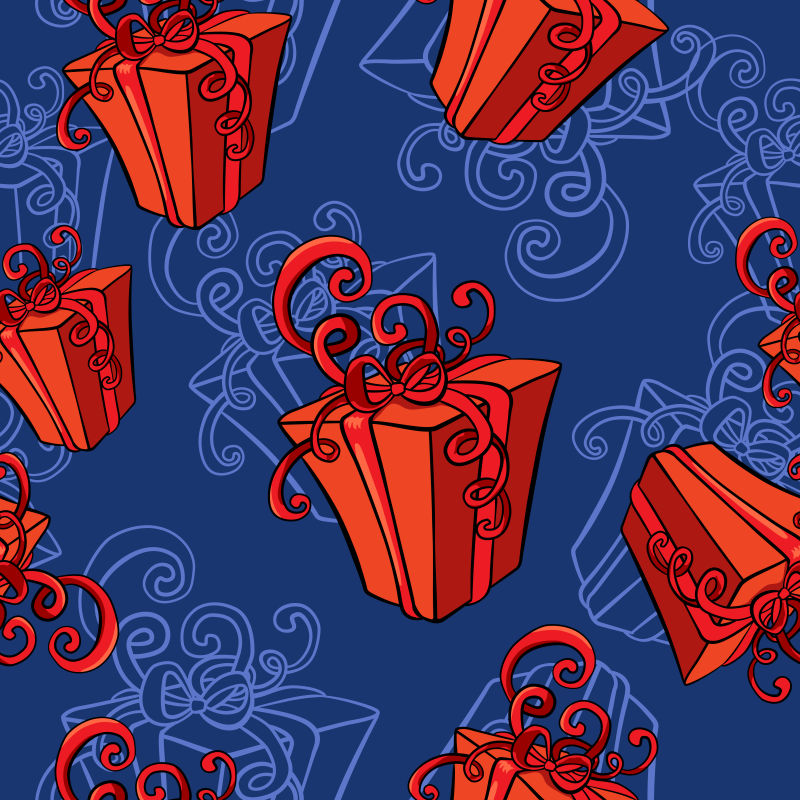 红色漂亮的圣诞礼品盒背景矢量