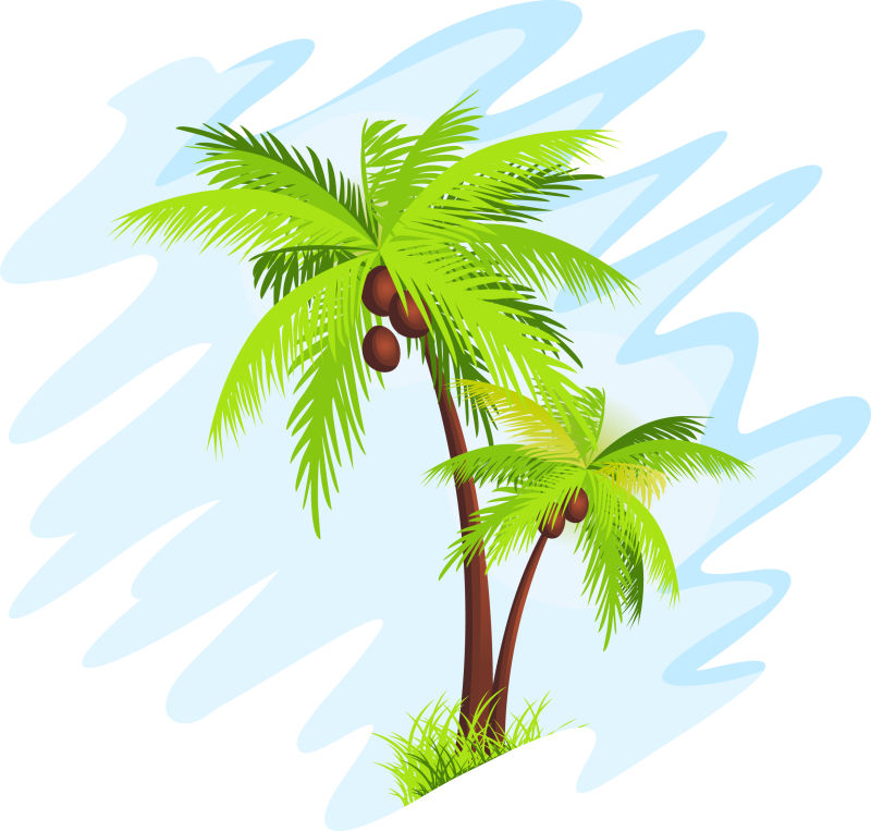 创意手绘棕榈树矢量