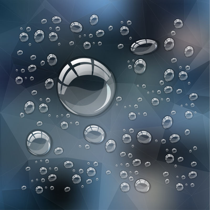 透明的水滴矢量插图