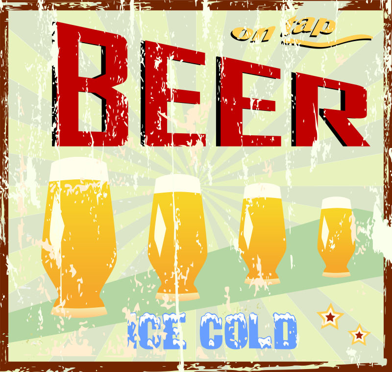 复古小麦啤酒广告logo设计