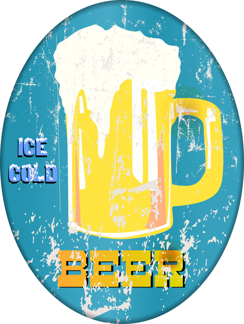 复古椭圆形啤酒广告logo设计