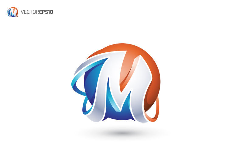 创意字母M的logo设计矢量