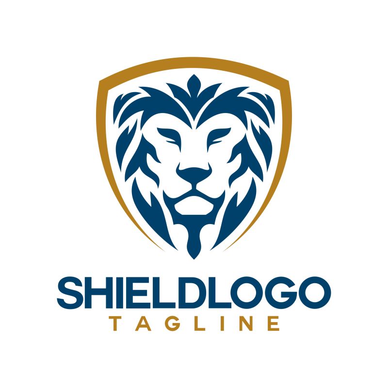 创意狮子盾牌logo设计矢量
