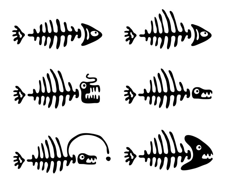 黑色的鱼骨设计矢量图