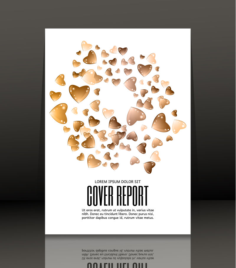 心形图案的报告封面矢量设计