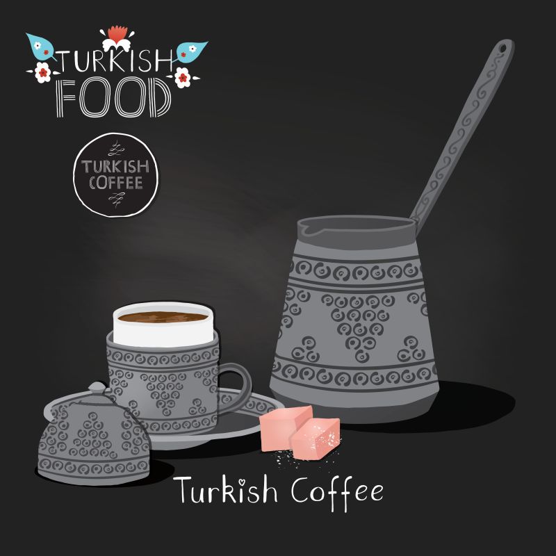 矢量土耳其咖啡