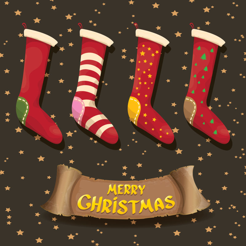 矢量创意圣诞可爱长筒袜