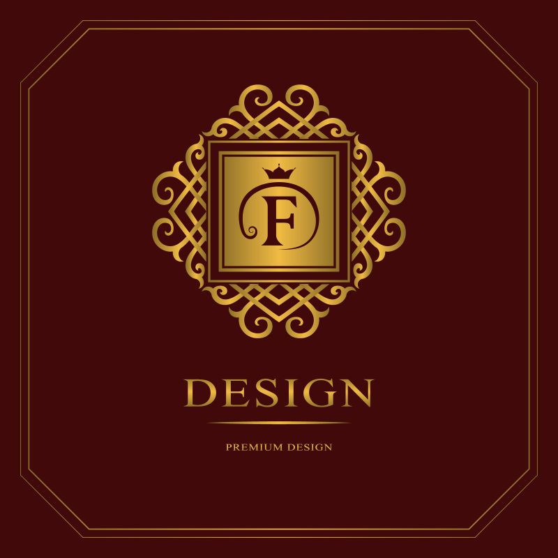 创意金色字母花纹logo设计矢量
