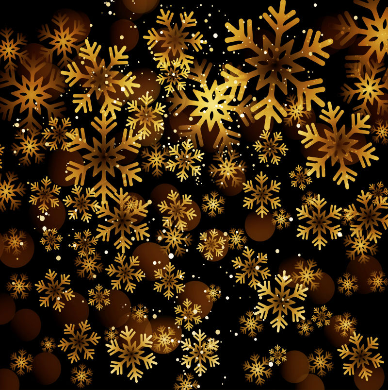 抽象矢量金色雪花元素的圣诞节背景