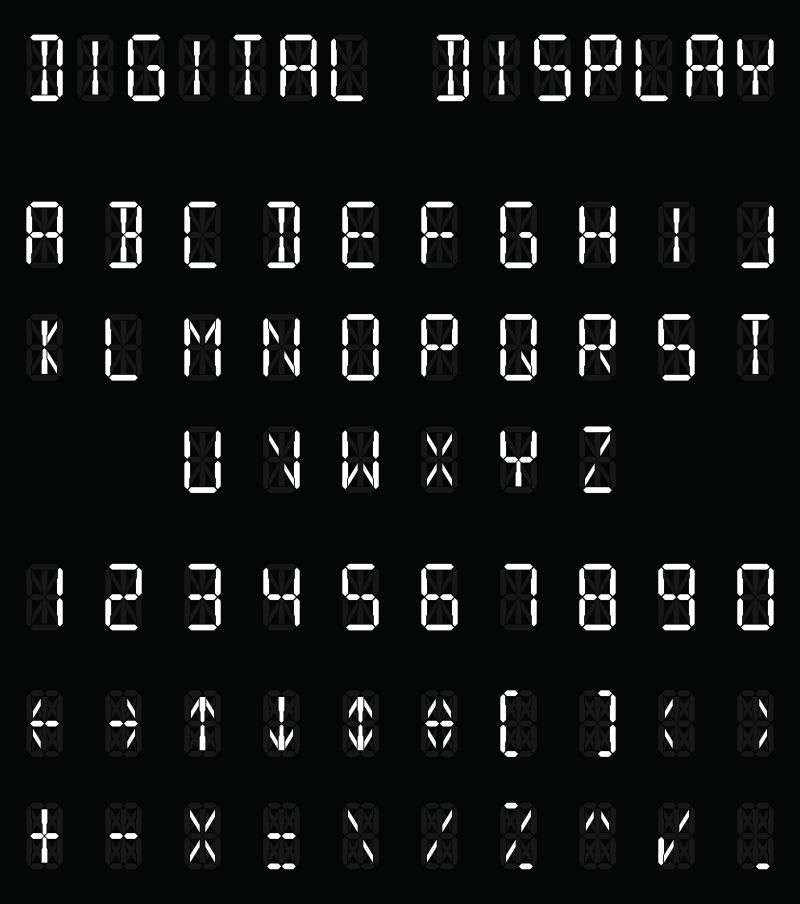 矢量黑色背景下的数字白字母和数字集