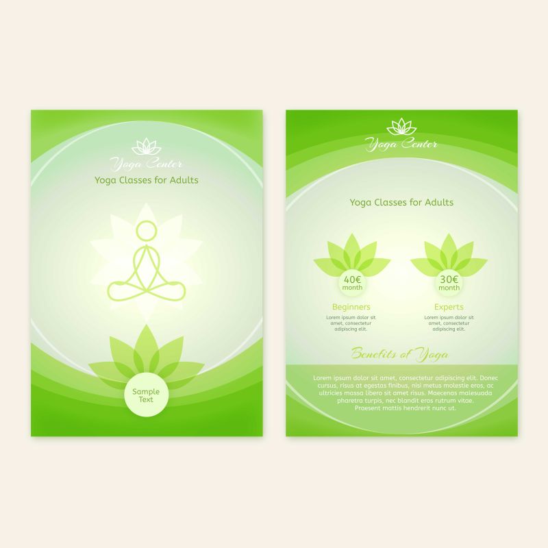绿色瑜伽中心手册矢量设计