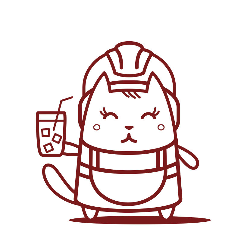 猫女微笑着拿着冰镇饮料卡通矢量插图