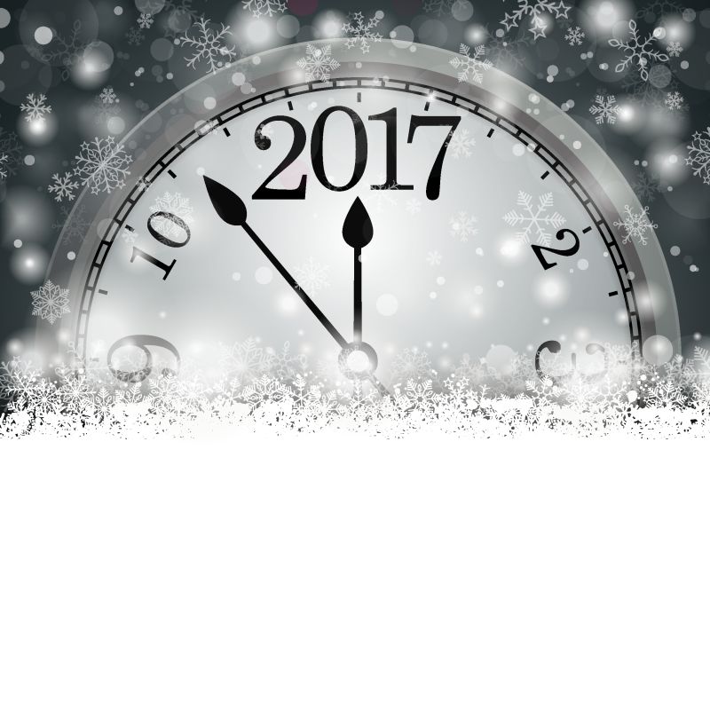 钟表图案新年创意背景矢量设计