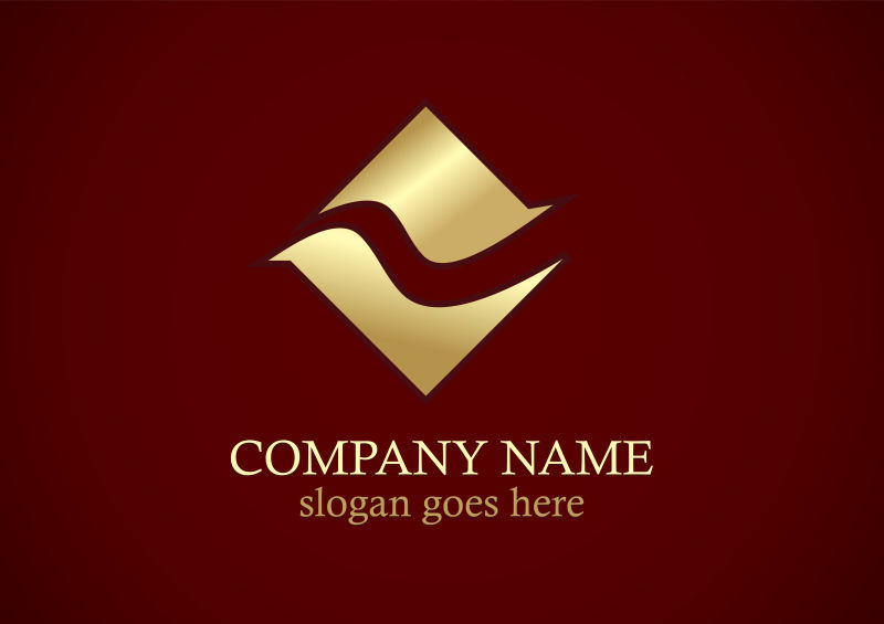 矢量方形抽象波黄金公司logo设计