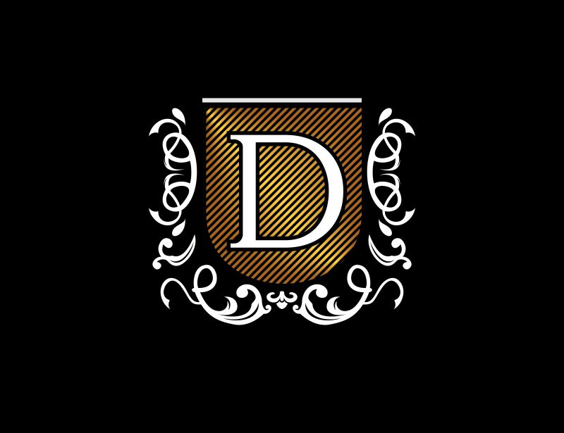 矢量黑色和白色字母D创意logo设计