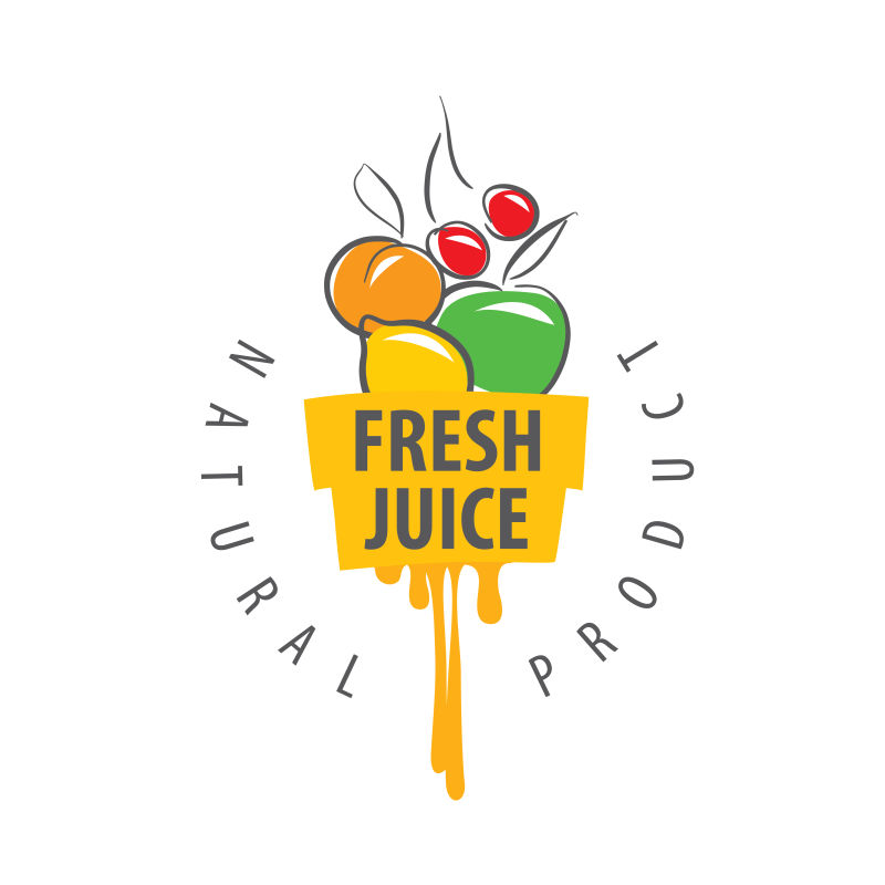 矢量水果和果汁鲜汁标识创意logo设计