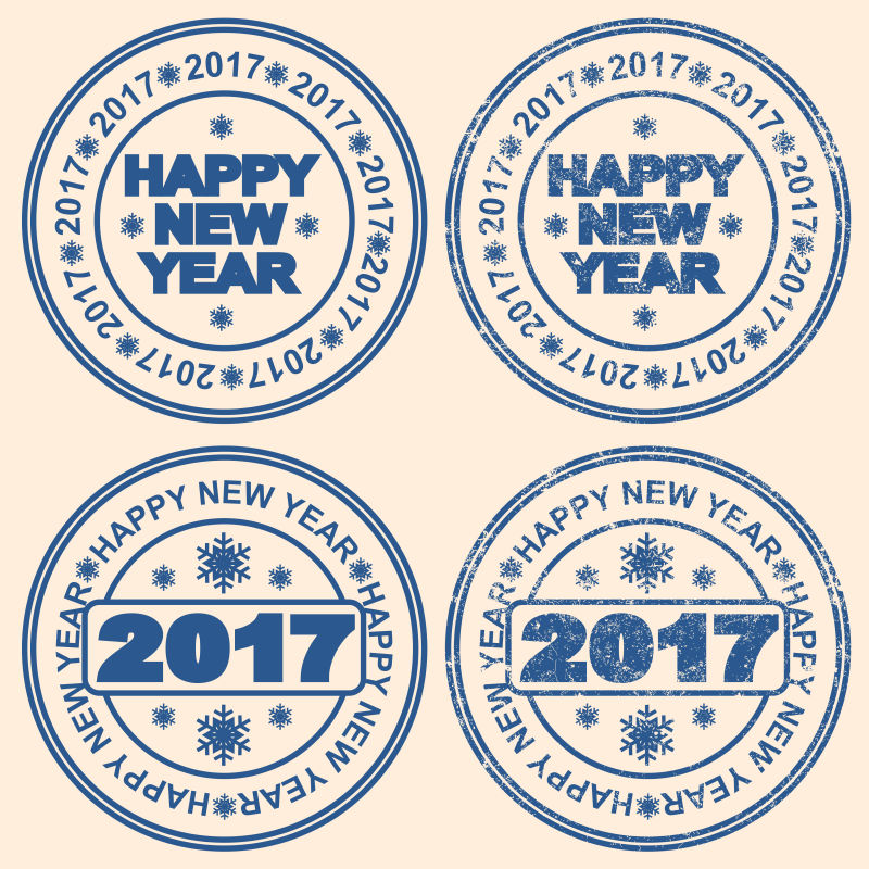 矢量2017复古标签贴纸设计