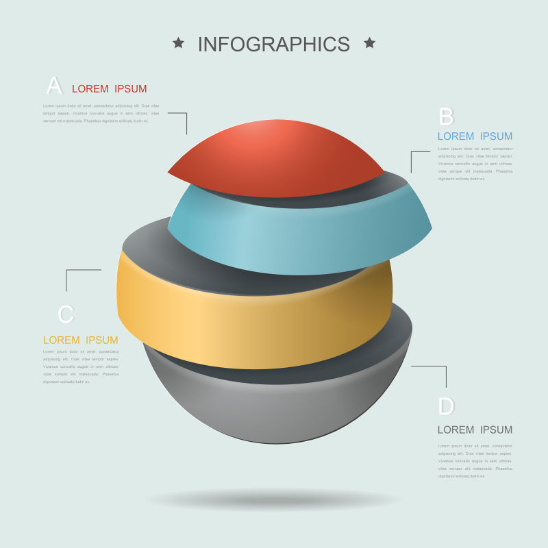 创意3D球图的信息图形设计矢量