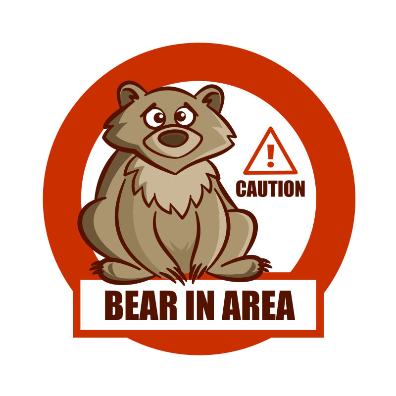 危险有熊出没警示矢量标志