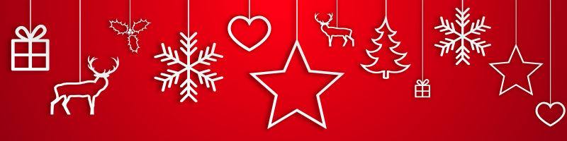 矢量白色雪花和驯鹿的圣诞元素红色背景