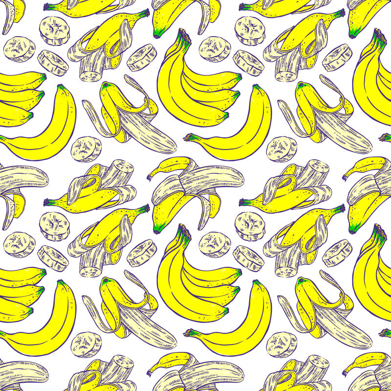 矢量手绘香蕉无缝插图