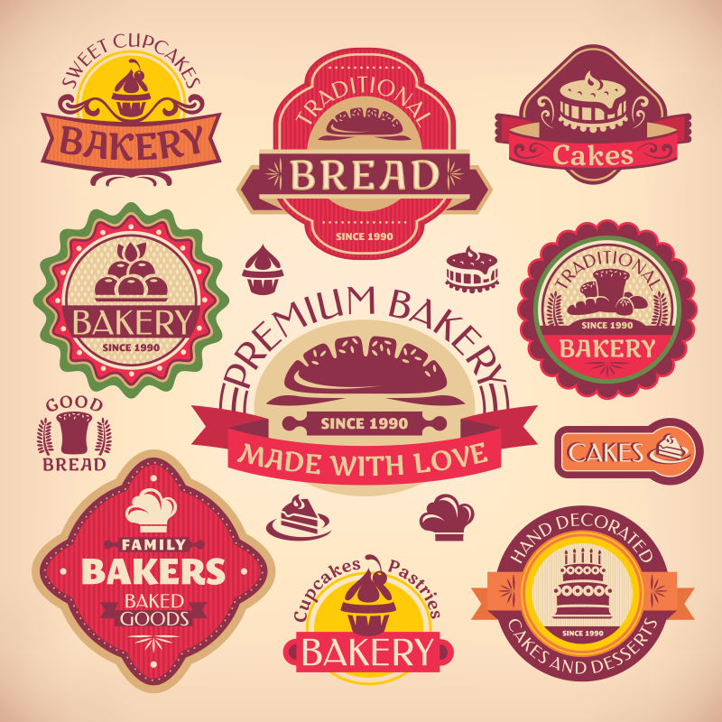 抽象矢量面包店标签设计