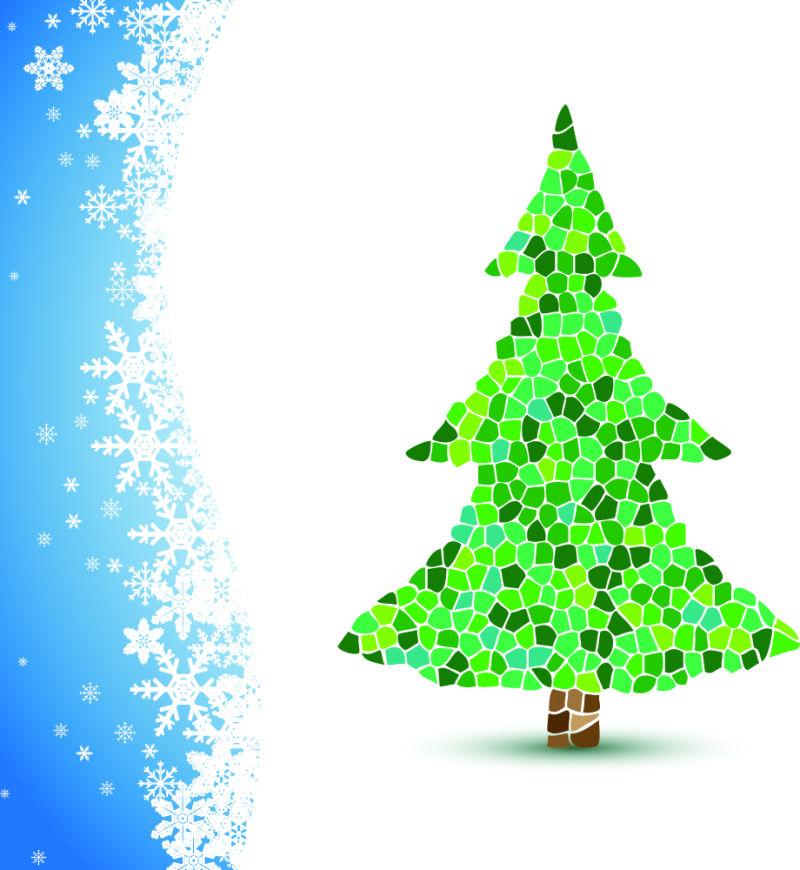 矢量插图圣诞树冬天的背景