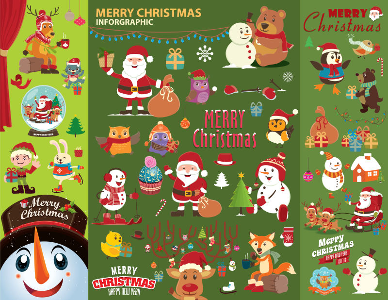 矢量圣诞圣诞海报设计与圣诞人物