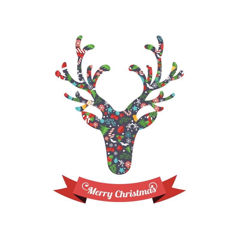 圣诞装饰的鹿图标矢量设计