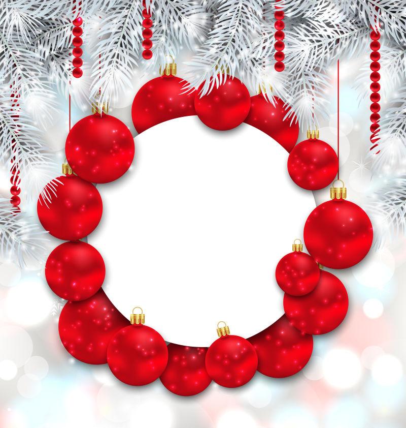 圣诞礼物和新年贺卡上闪烁的红球矢量