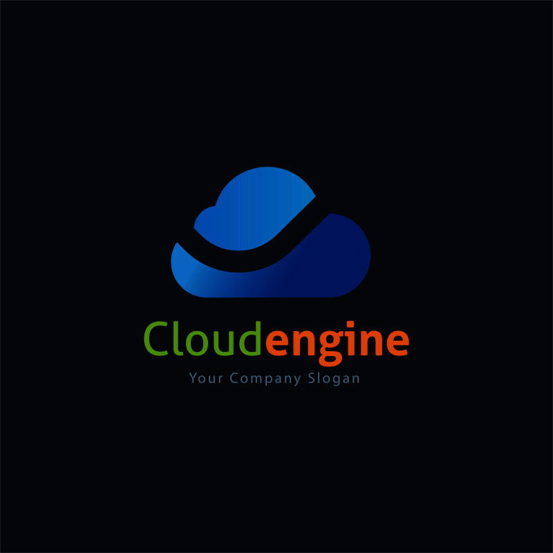 蓝色云朵矢量创意logo设计