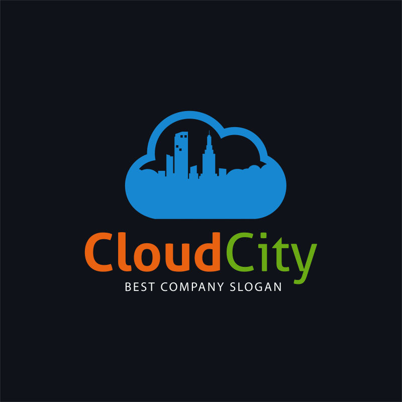 云朵里的城市矢量创意logo设计