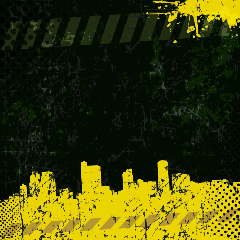 矢量抽象黄色斑驳城市元素背景