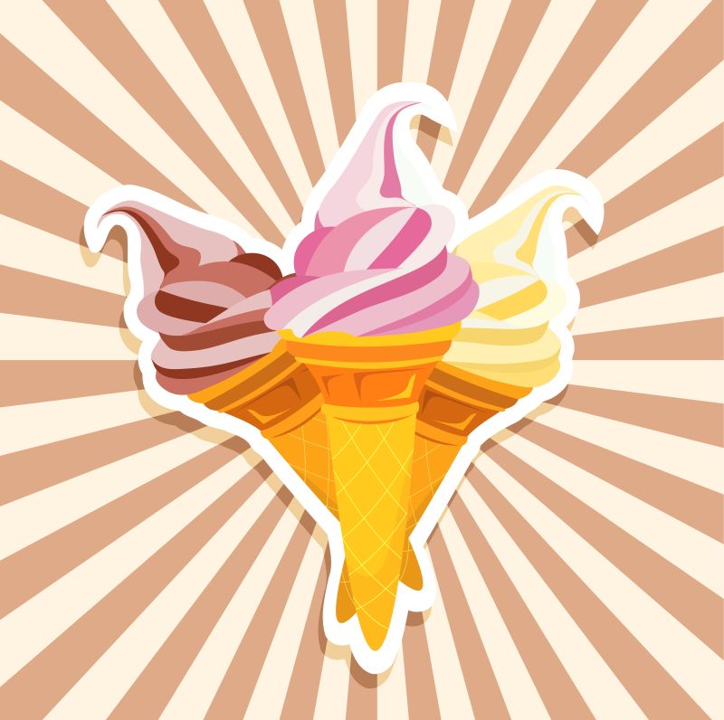 矢量冰淇淋的平面创意插图