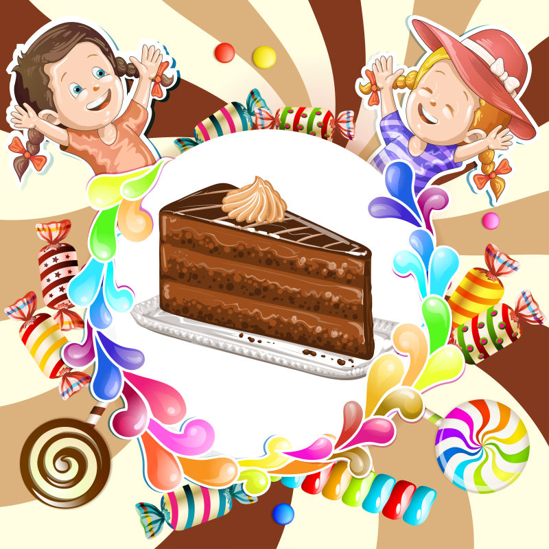 创意巧克力蛋糕矢量插图