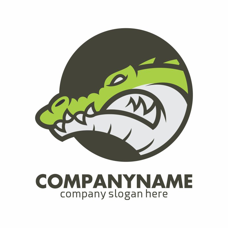 矢量鳄鱼头像logo设计