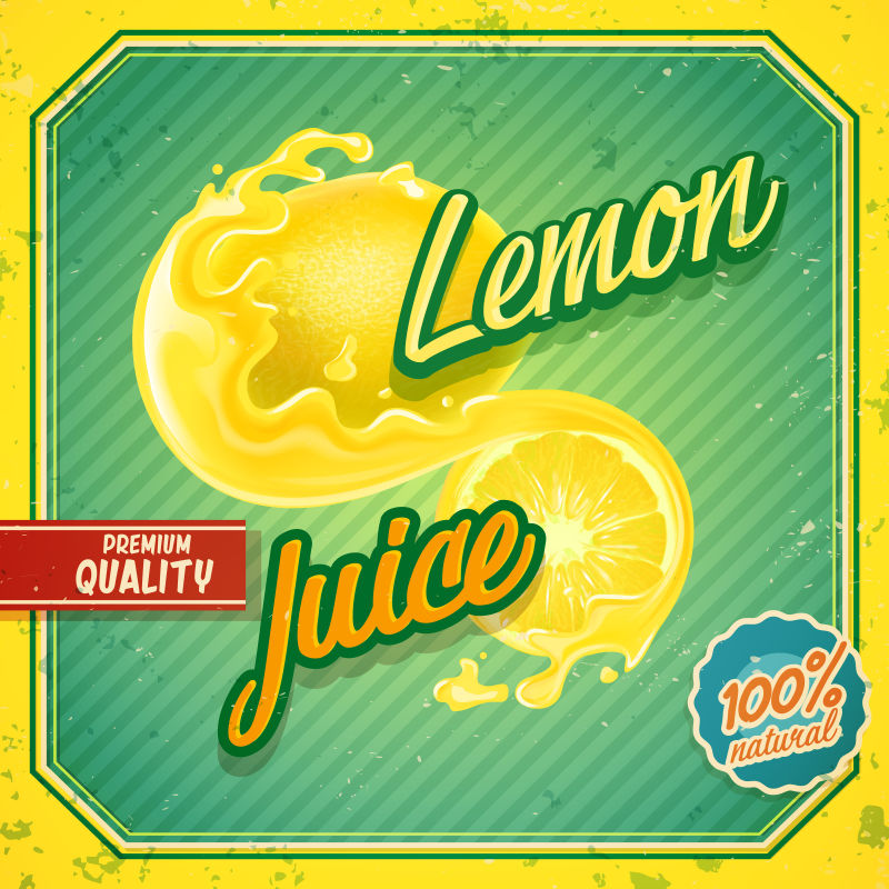 柠檬水果饮料标签矢量