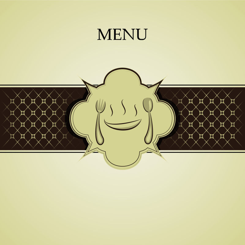 勺子和叉子图案的餐厅菜单设计矢量
