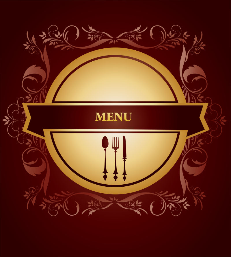 复古色彩的餐厅菜单设计矢量