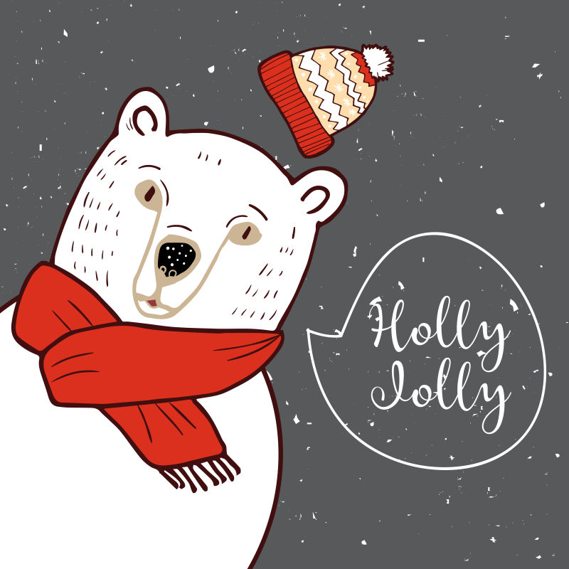 矢量设计白色北极熊圣诞卡片