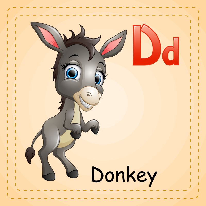 动物字母表D是驴子矢量