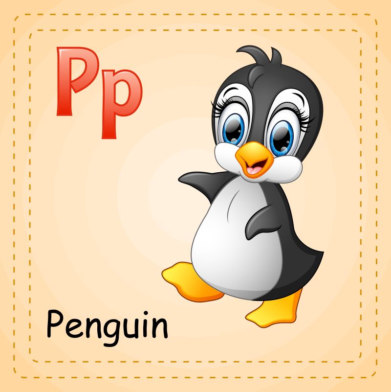 动物字母表P是企鹅矢量