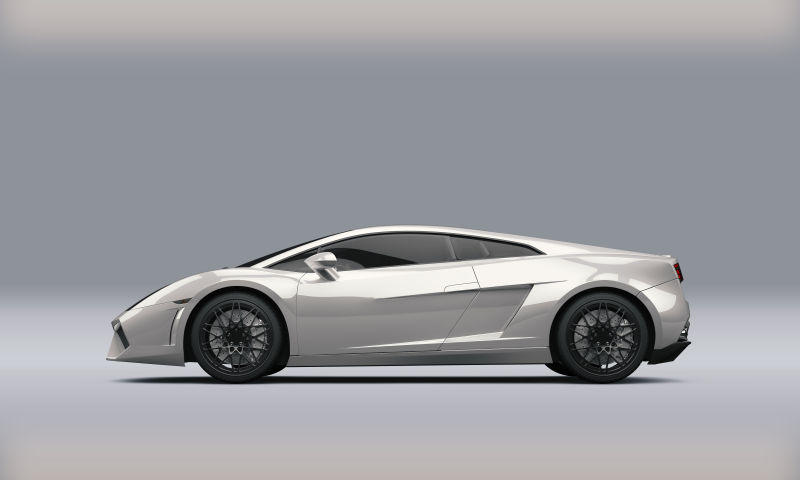 白色背景上的白色运动汽车模型展示