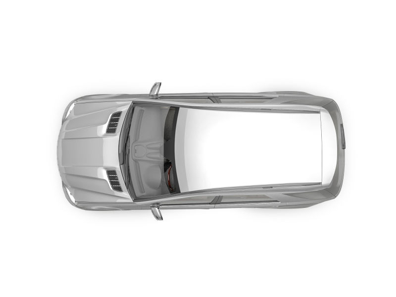 白色背景上的银色SUV汽车模型