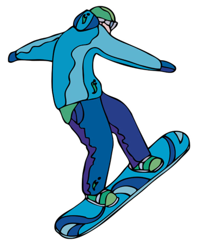 创意矢量卡通做特技的滑雪者插图