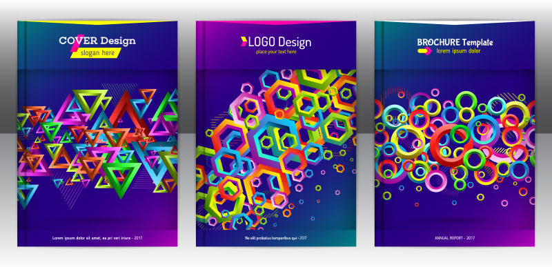 不同几何形状的宣传册封面设计矢量
